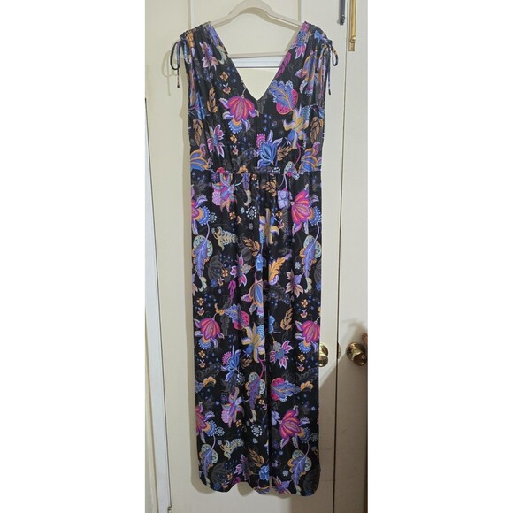 IMAN Global Chic Drapey Tiered Pink Purple Floral Maxi Dress Large - Picture 1 of 4